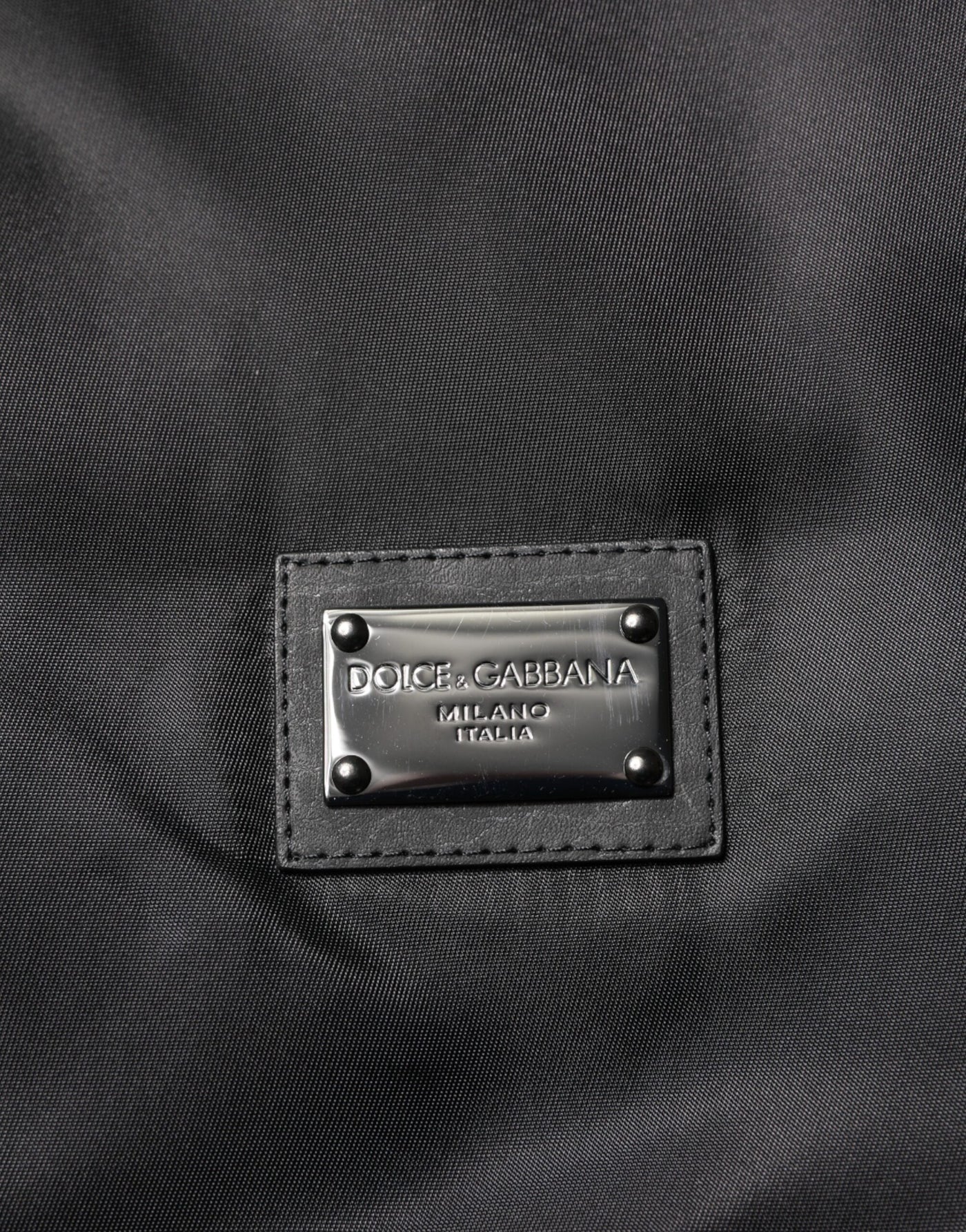 Dolce & Gabbana Black Polyester Logo Plaque Bomber Jacket