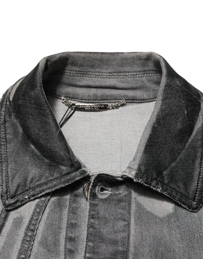Dolce & Gabbana Gray Washed Cotton Stretch Denim Jacket