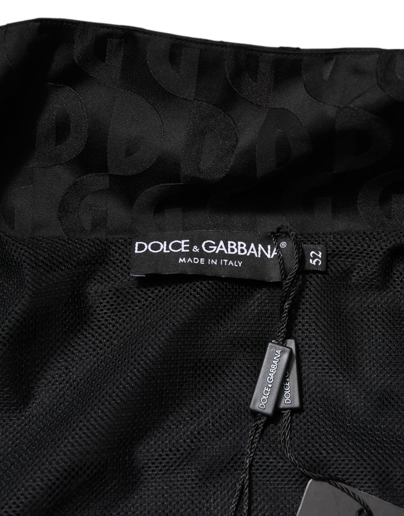 Dolce & Gabbana Black Jacquard Men Full Zip Bomber Sweater