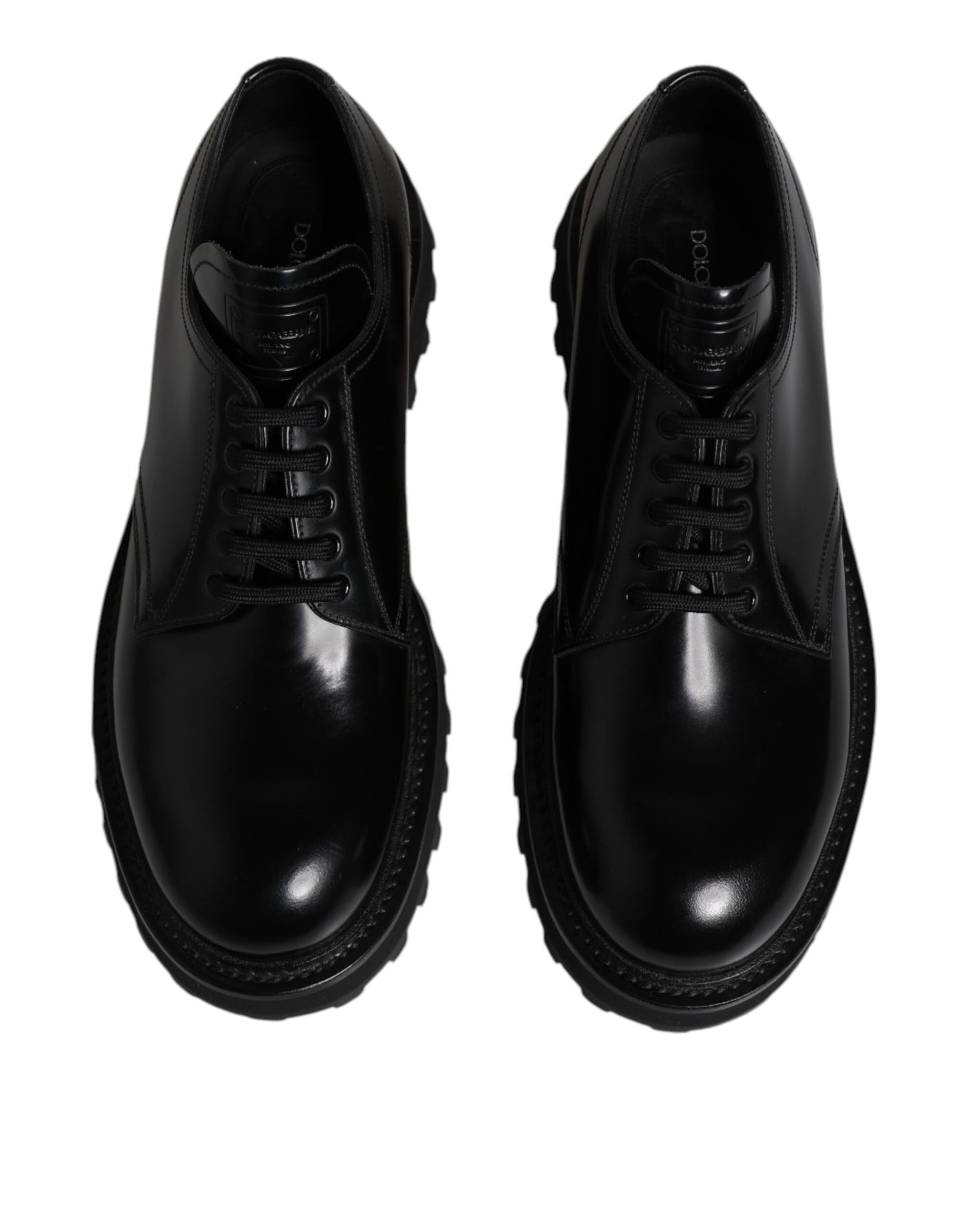 Dolce & Gabbana Black Leather Lace Up Trekking Dress Shoes