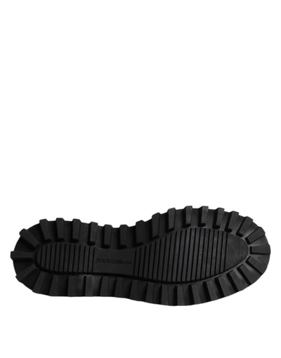 Dolce & Gabbana Black Leather Lace Up Trekking Dress Shoes