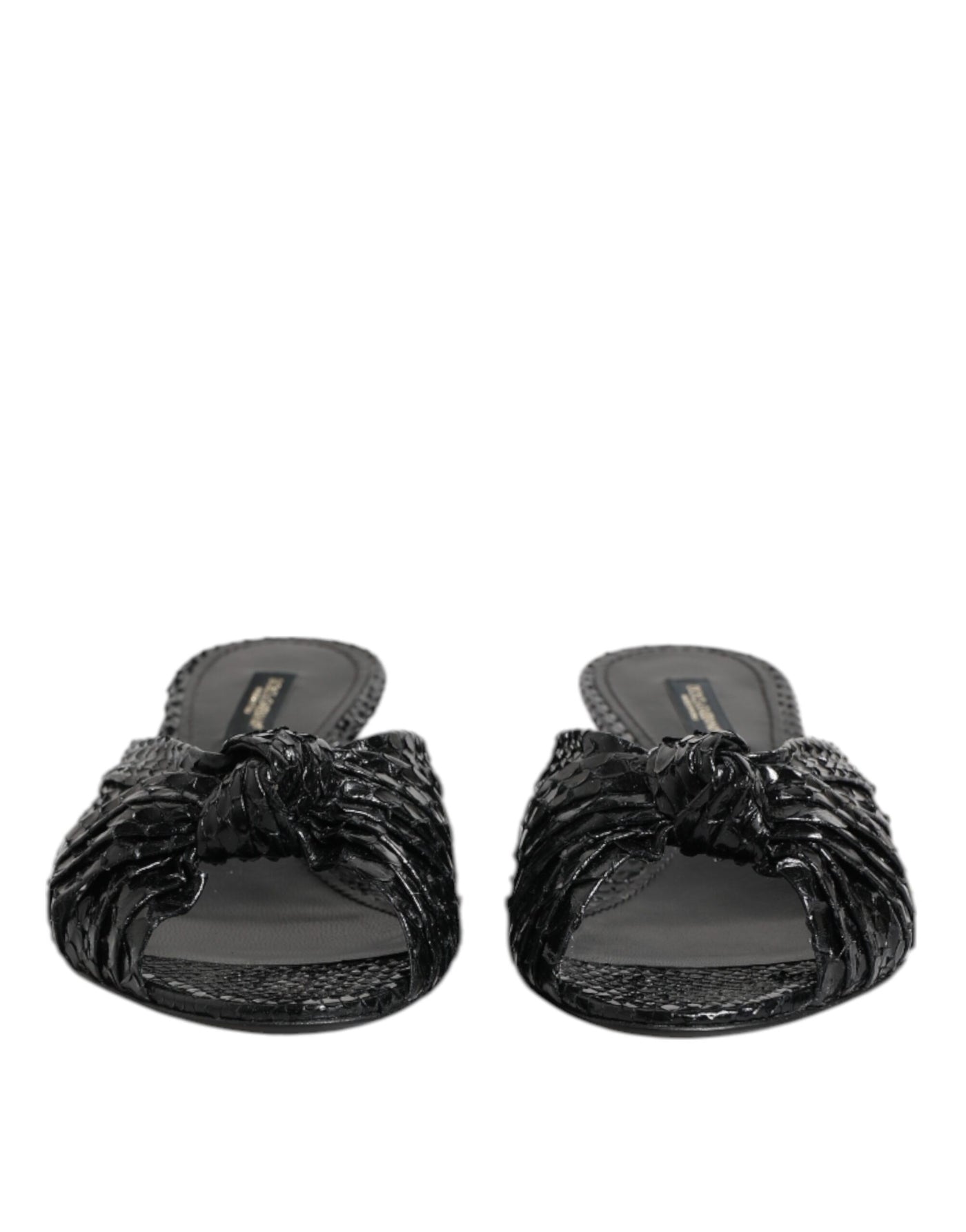 Dolce & Gabbana Black Leather Heels Slides Sandals Shoes