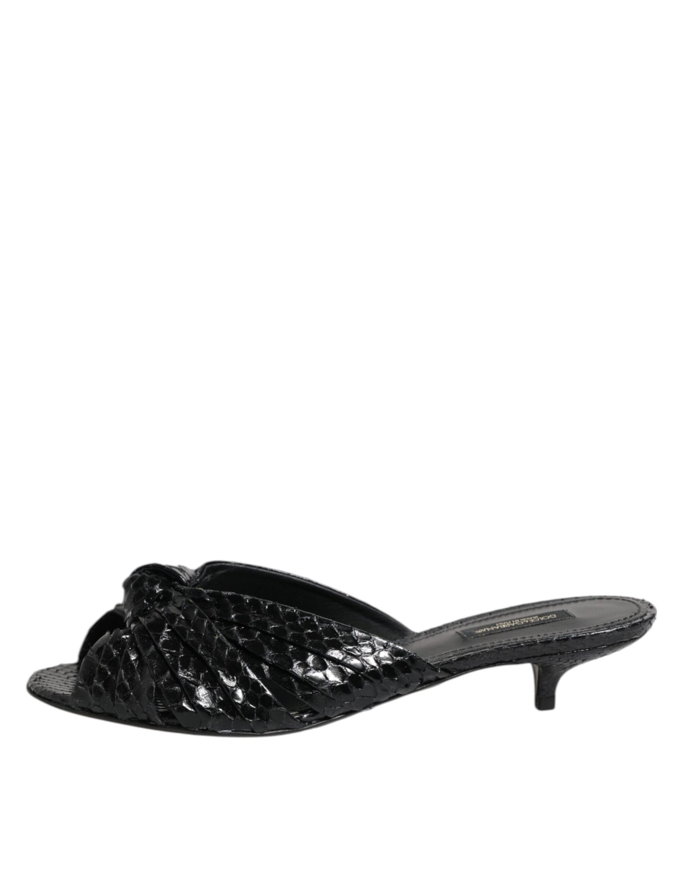 Dolce & Gabbana Black Leather Heels Slides Sandals Shoes