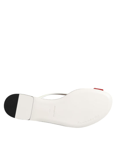 Dolce & Gabbana Red White KEIRA Flower Leather Sandals Shoes