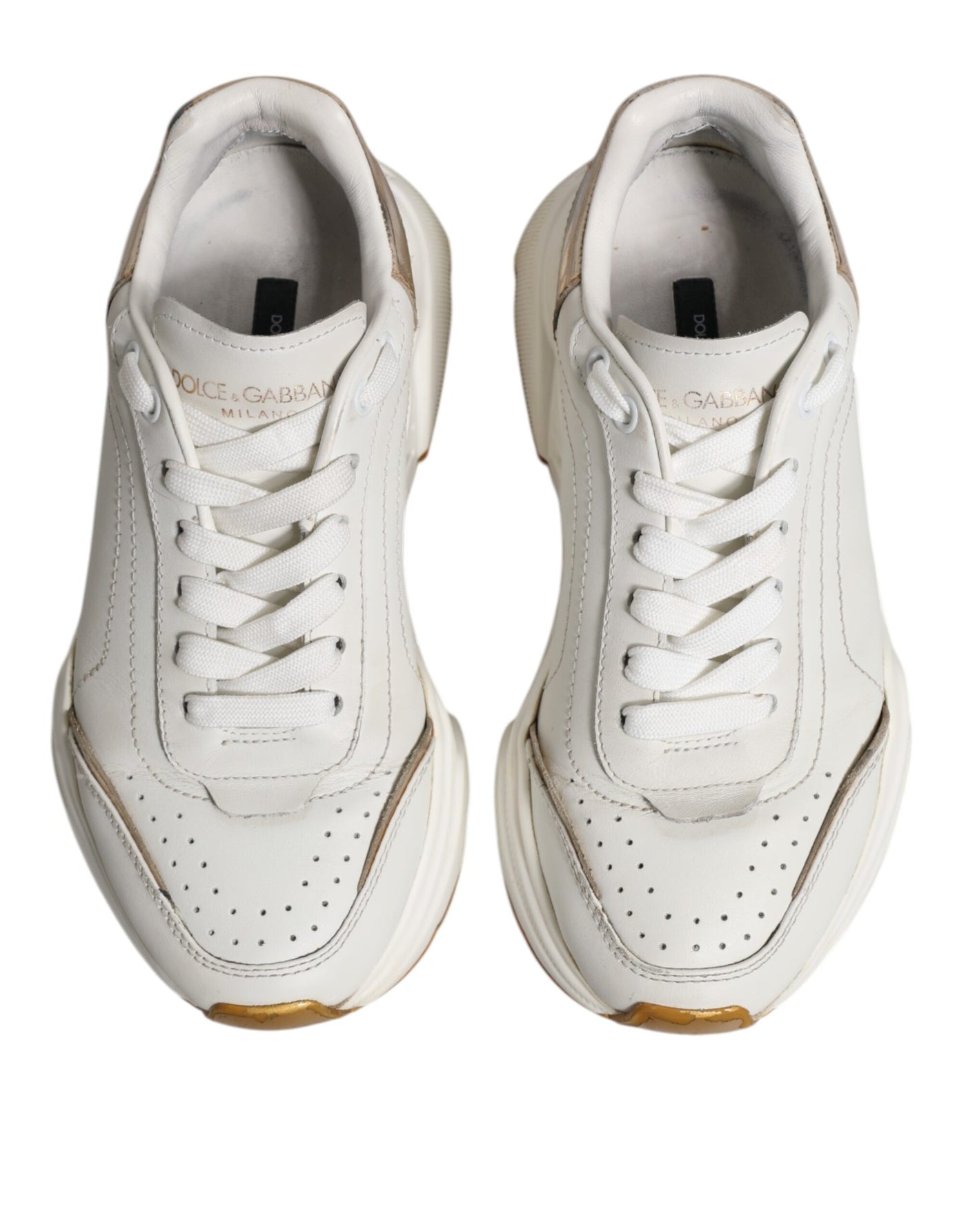 Dolce & Gabbana White Gold Daymaster Low Top Sneakers Shoes