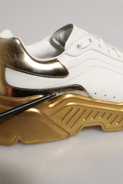 Dolce & Gabbana White Gold Daymaster Low Top Sneakers Shoes