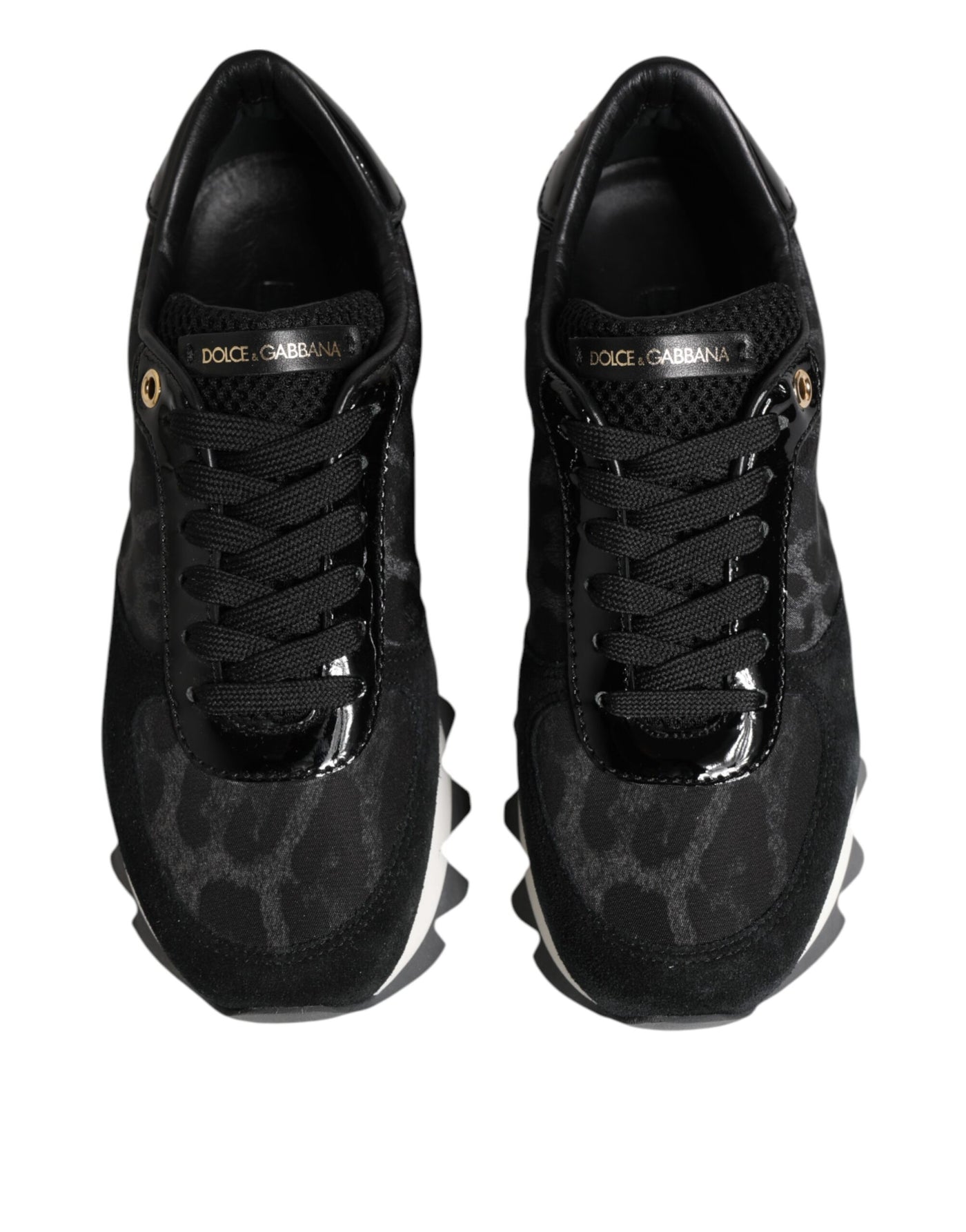 Dolce & Gabbana Black Gray Leopard Low Top Sneakers Shoes