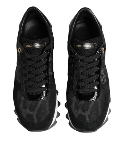 Dolce & Gabbana Black Gray Leopard Low Top Sneakers Shoes