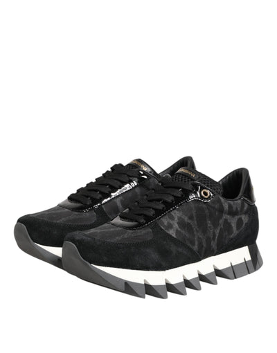 Dolce & Gabbana Black Gray Leopard Low Top Sneakers Shoes