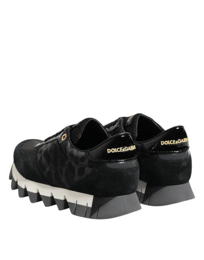 Dolce & Gabbana Black Gray Leopard Low Top Sneakers Shoes