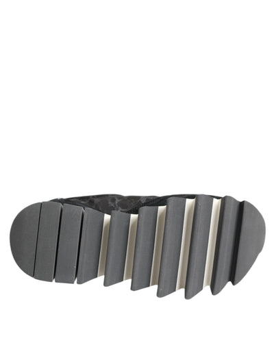 Dolce & Gabbana Black Gray Leopard Low Top Sneakers Shoes