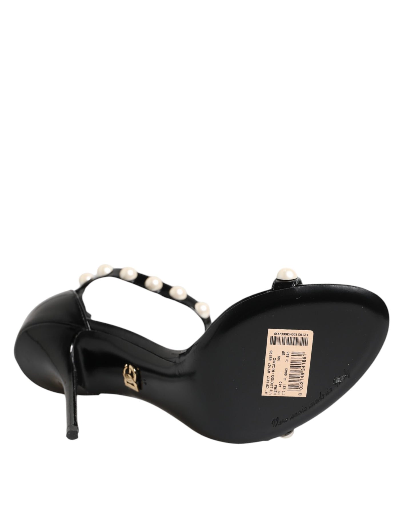 Dolce & Gabbana Black KEIRA Pearl Embellished Sandals Shoes