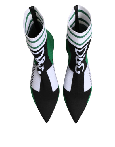 Dolce & Gabbana Green Stretch Sock Style Ankle Boots Shoes