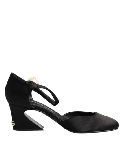 Dolce & Gabbana Black Leather Logo Ankle Strap Sandals Shoes