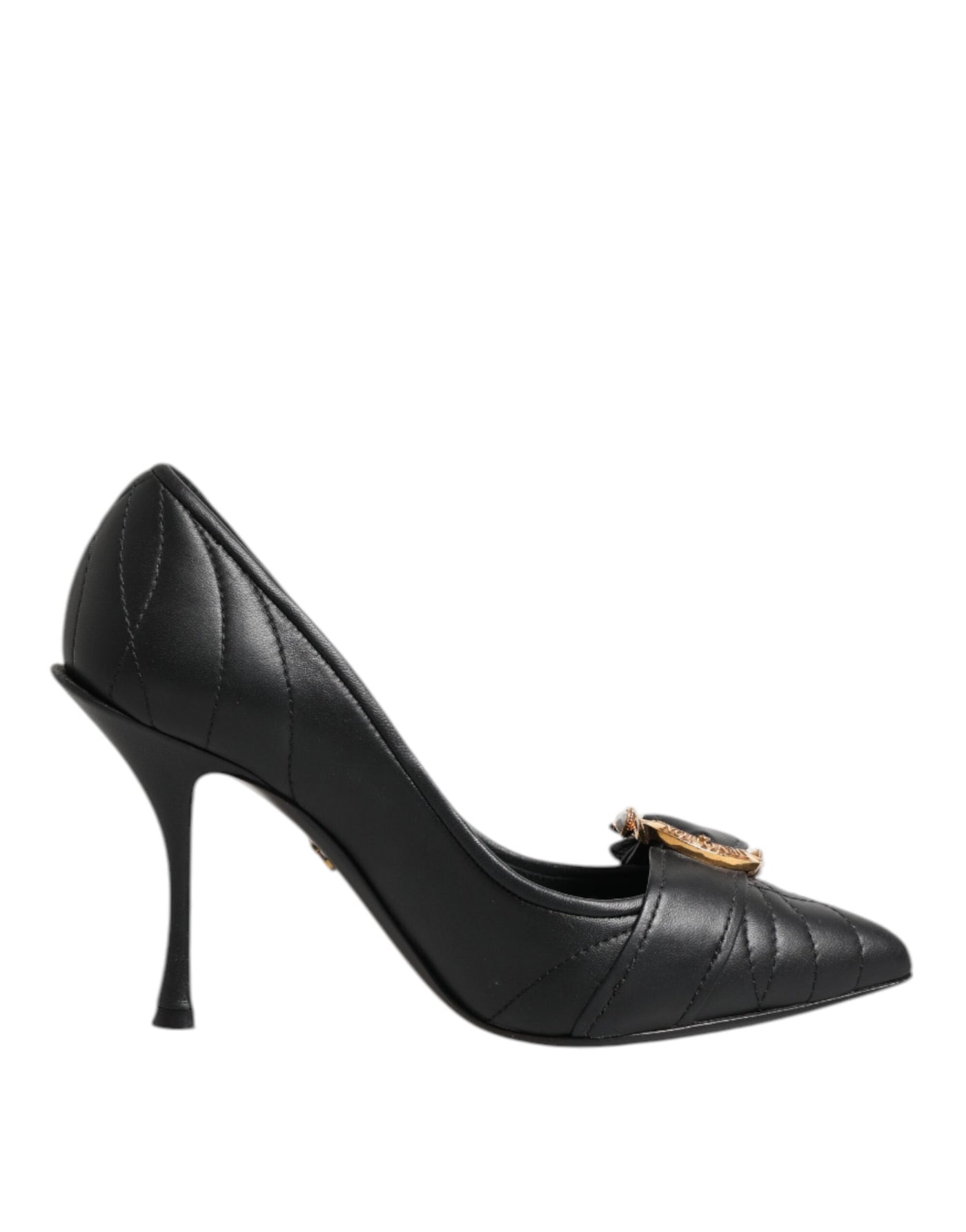 Dolce & Gabbana Black Devotion Leather Heels Pumps Shoes