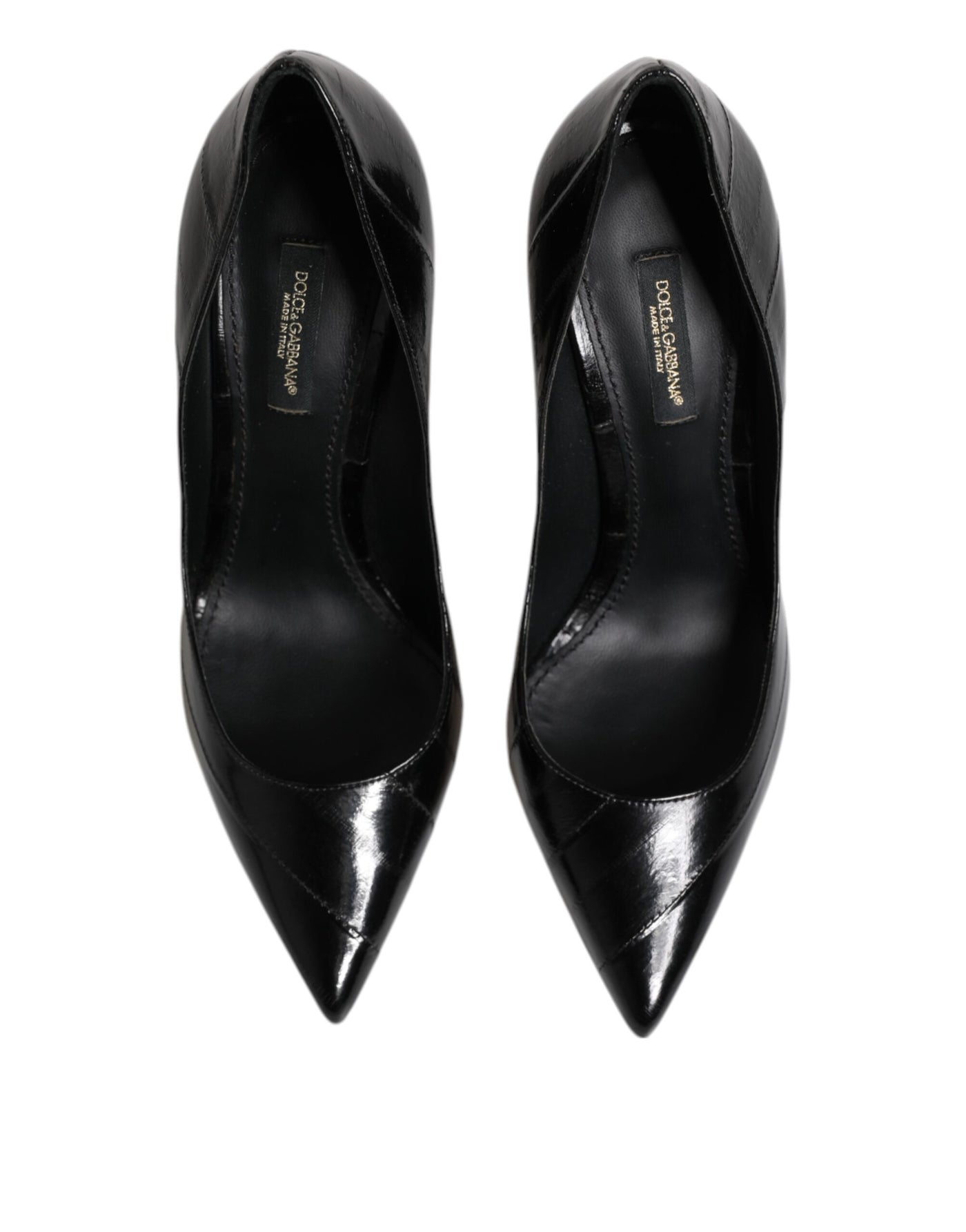 Dolce & Gabbana Black Leather Stiletto High Heels Pumps Shoes
