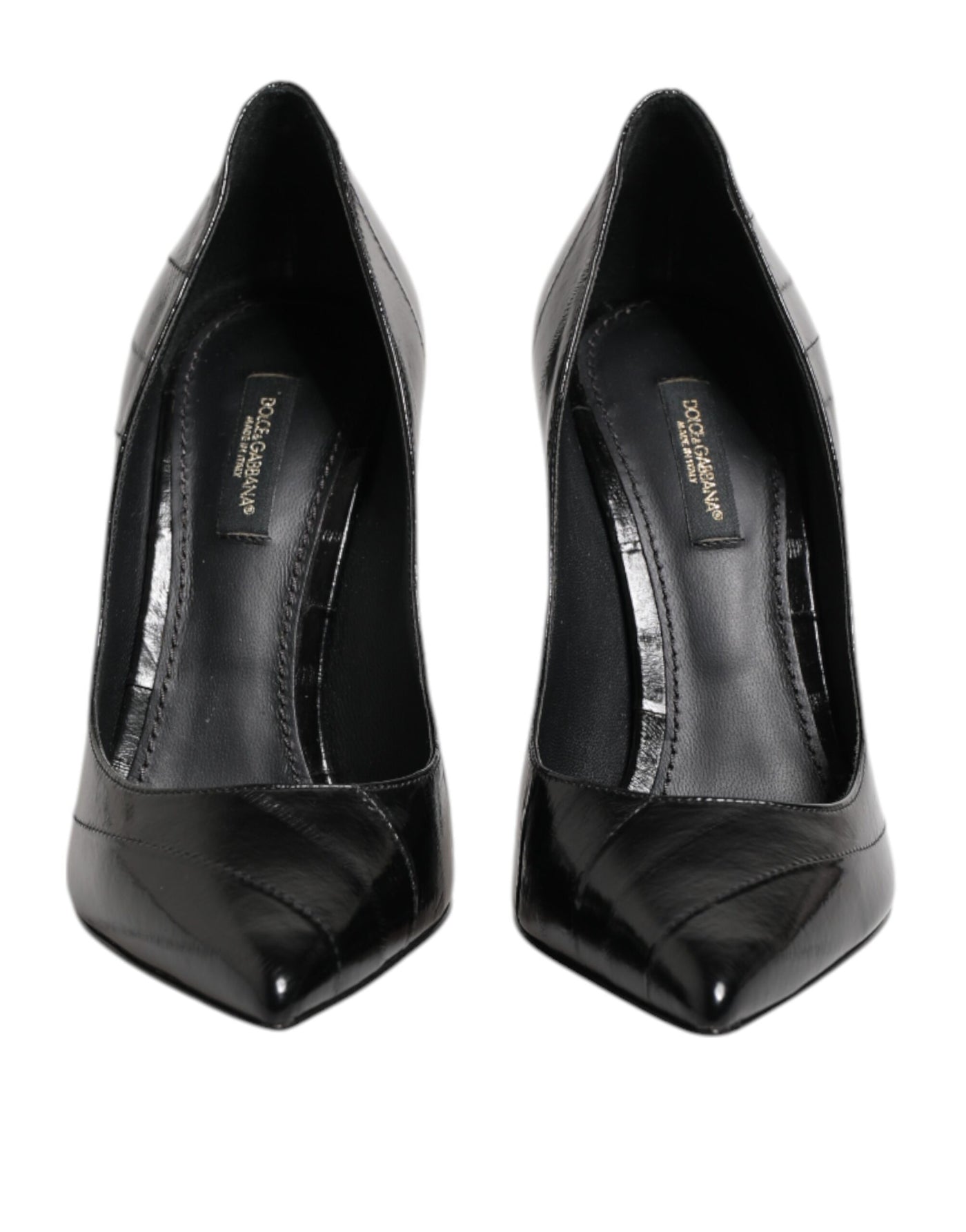 Dolce & Gabbana Black Leather Stiletto High Heels Pumps Shoes