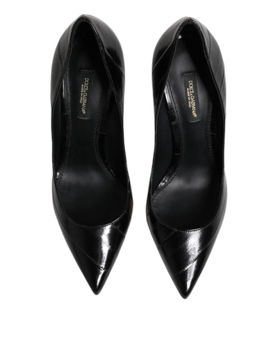 Dolce & Gabbana Black Leather Stiletto High Heels Pumps Shoes