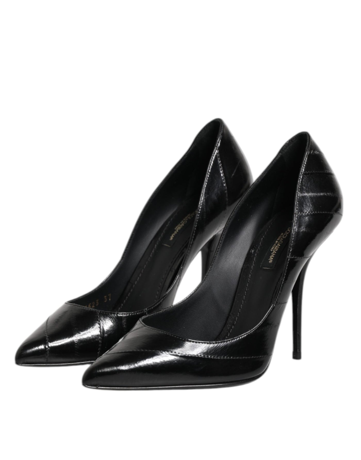 Dolce & Gabbana Black Leather Stiletto High Heels Pumps Shoes