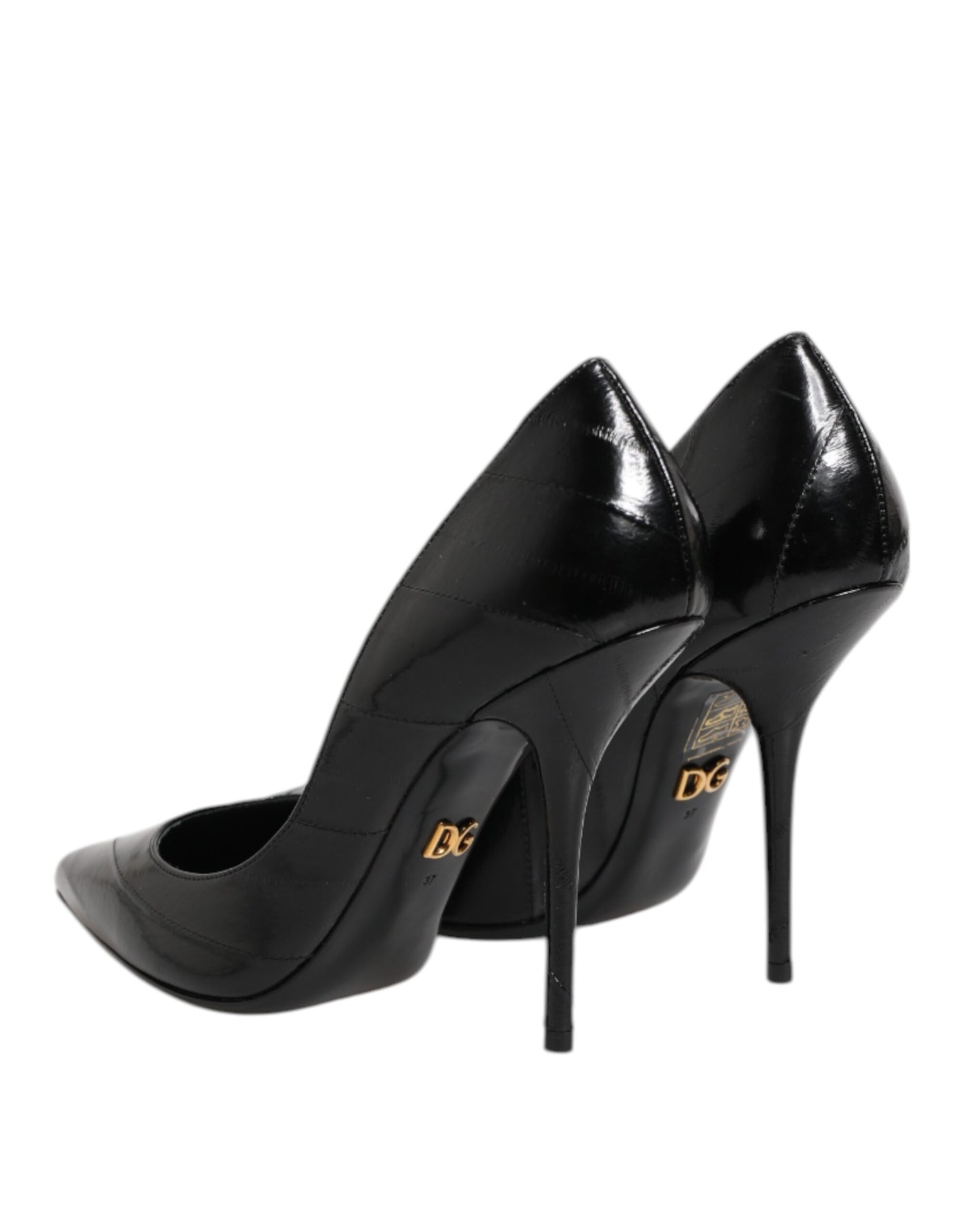 Dolce & Gabbana Black Leather Stiletto High Heels Pumps Shoes