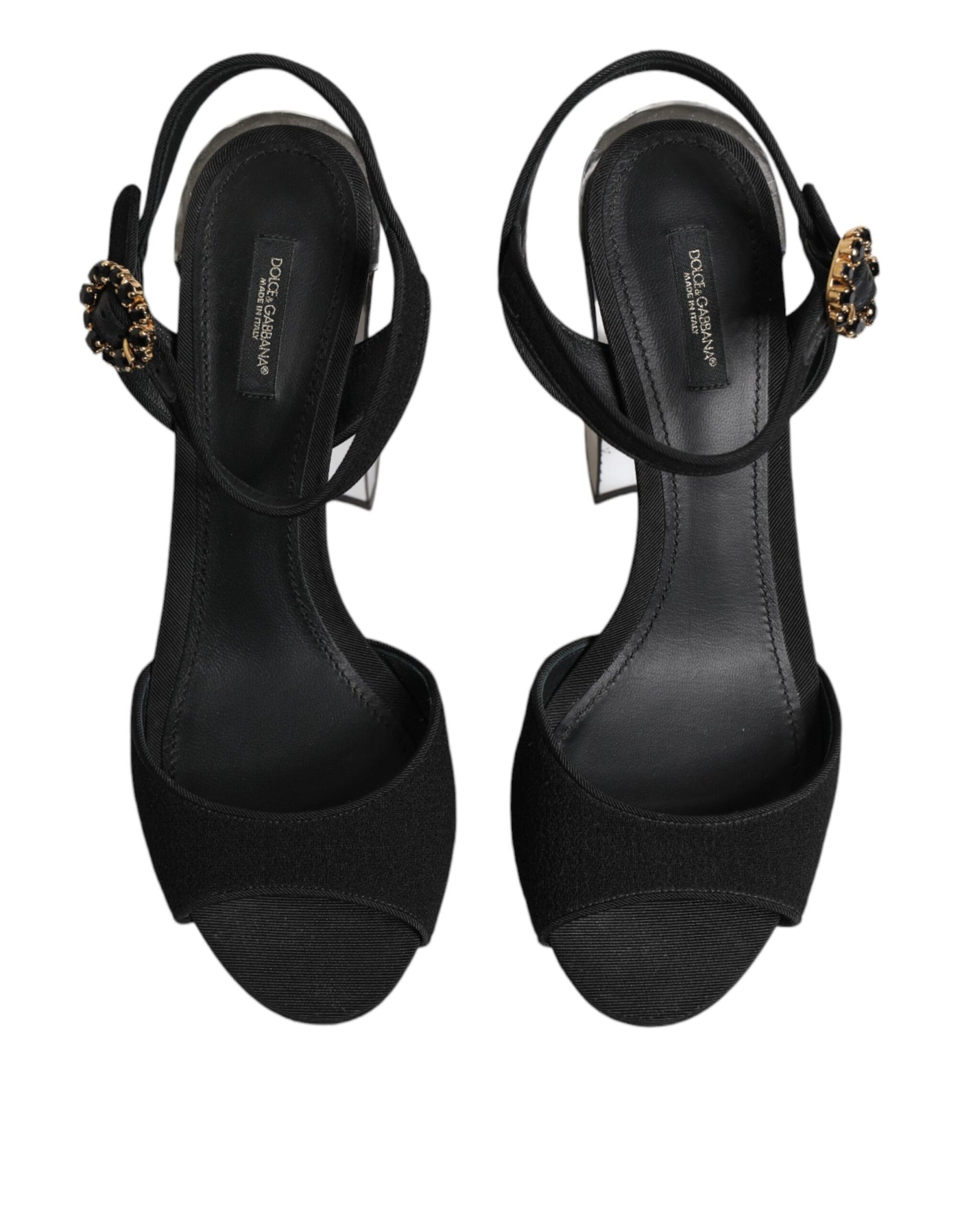 Dolce & Gabbana Black Crystal Ankle Strap Keira Sandal Shoes