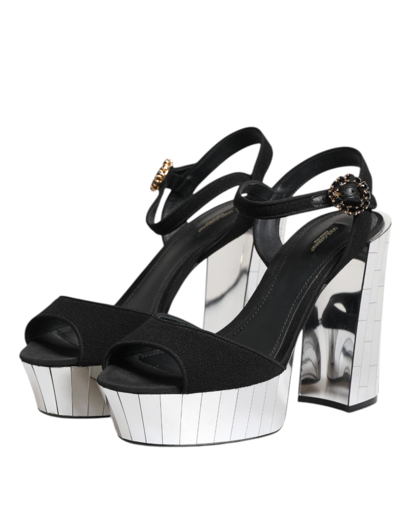 Dolce & Gabbana Black Crystal Ankle Strap Keira Sandal Shoes