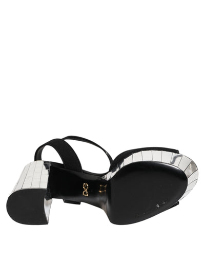 Dolce & Gabbana Black Crystal Ankle Strap Keira Sandal Shoes