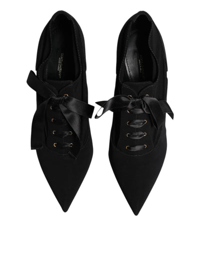 Dolce & Gabbana Black Lace Up Stiletto Heels Pumps Shoes