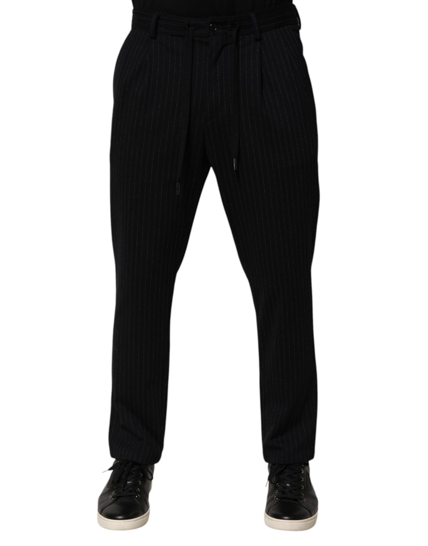 Dolce & Gabbana Black Stripes Viscose Skinny Dress Men Pants