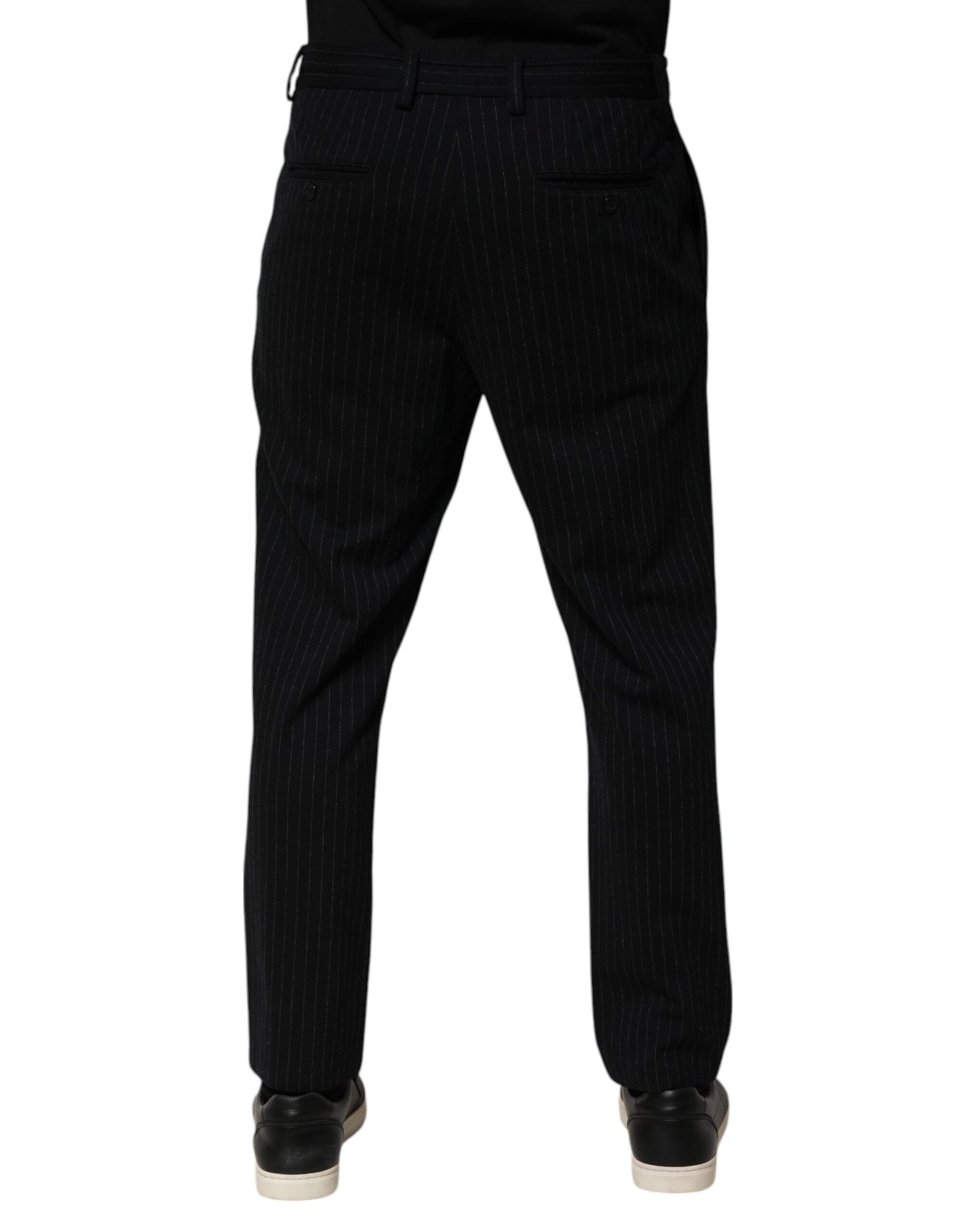 Dolce & Gabbana Black Stripes Viscose Skinny Dress Men Pants