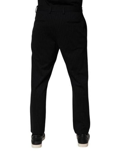 Dolce & Gabbana Black Stripes Viscose Skinny Dress Men Pants