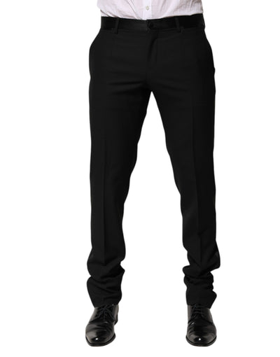 Dolce & Gabbana Black Wool Tapered Formal Men Dress Pants