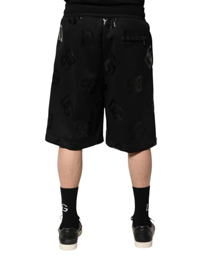 Dolce & Gabbana Black Logo Cotton Bermuda Sweatshorts Shorts