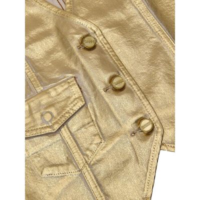 Ganni Gold Cotton Sleveless Jacket