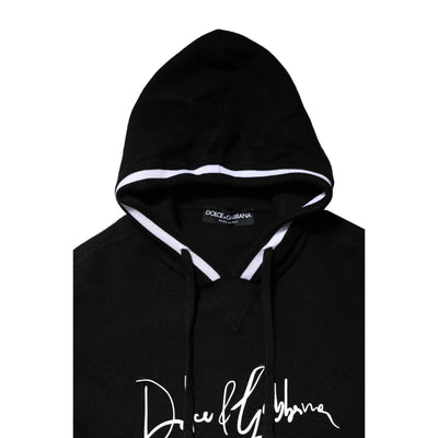 Dolce & Gabbana Black Hooded Logo Print Sweatshirt Sweater