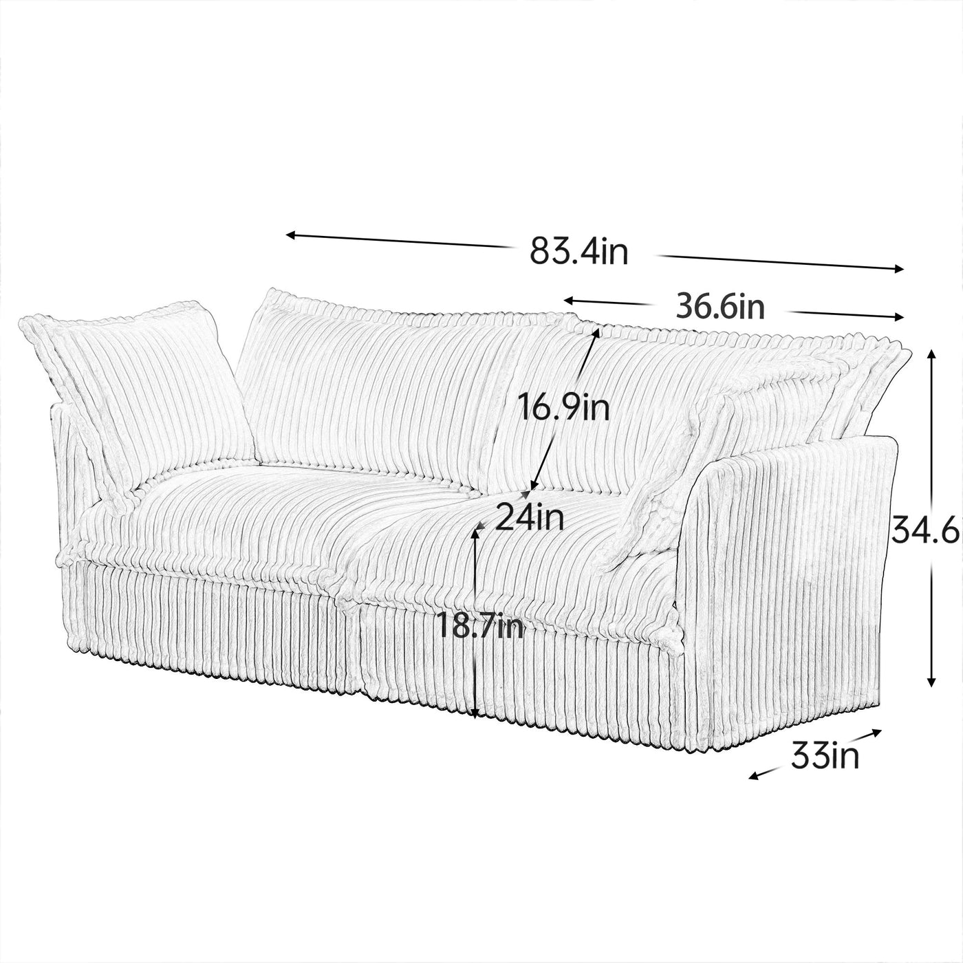 Modern Slipcovered 2-Seat Sofa Couches for Living Room, 2 Seater Sofa, Corduroy Deep Seat Sofa with Upholstered Cushion&Detachable Cover, Comfy Sofa Couch for Small Space, Apartment, Green Corduroy