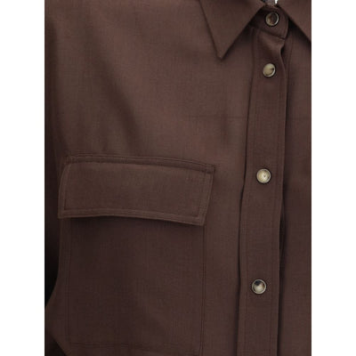 Brunello Cucinelli Brown Polyester Dress Shirt