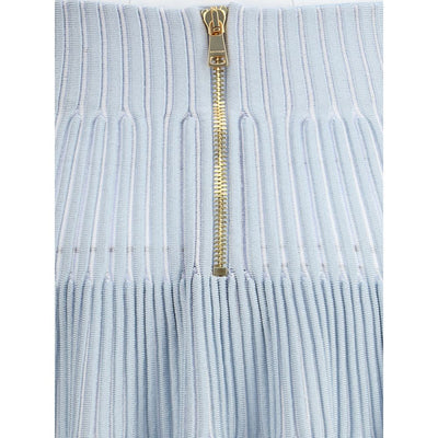Balmain Light Blue Viscose Mini Skirt