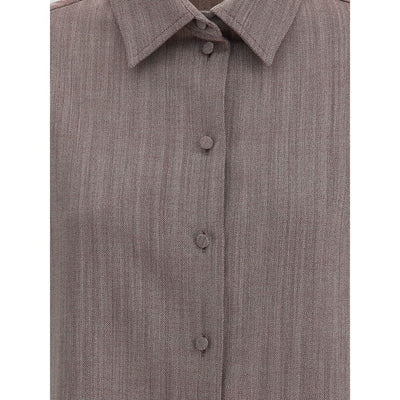 Golden Goose Brown Fleece Wool Dress Shirt