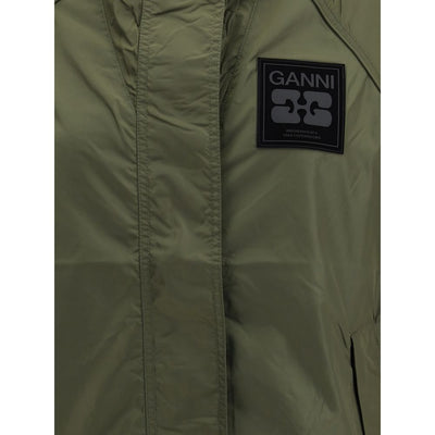 Ganni Green Nylon Shell Jacket