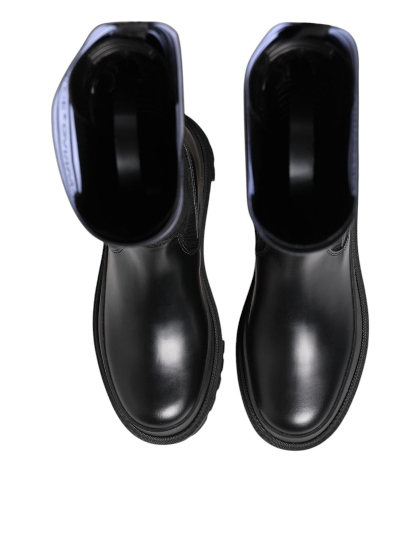 Dolce & Gabbana Black White Polyester Socks High Boots Shoes