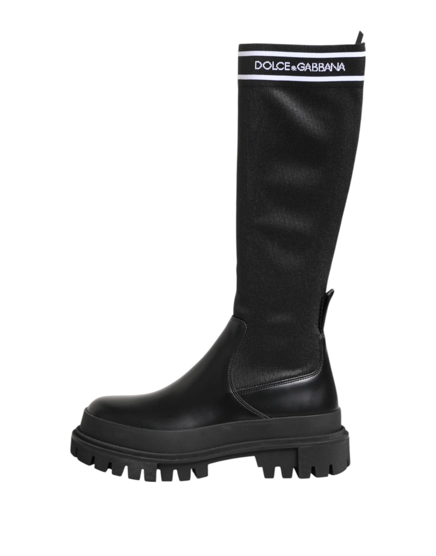 Dolce & Gabbana Black White Polyester Socks High Boots Shoes