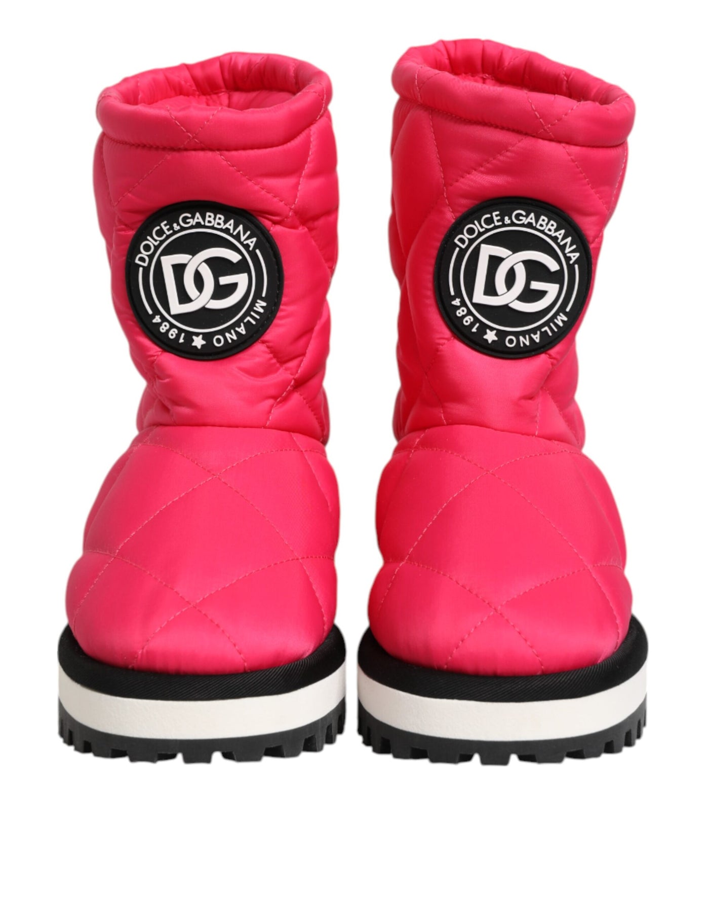 Dolce & Gabbana Pink White Viscose Padded Mid Calf Boots Shoes