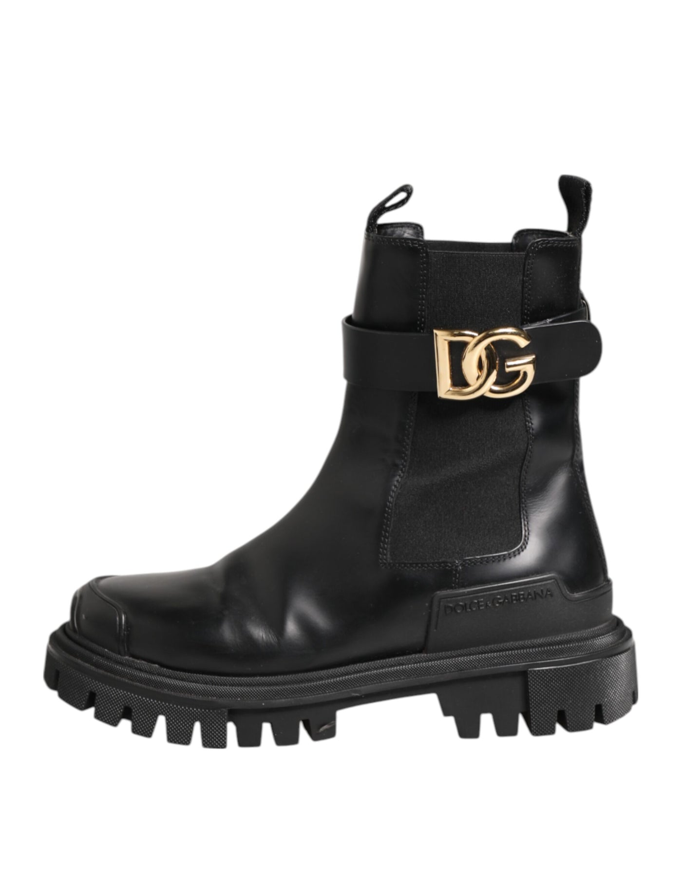 Dolce & Gabbana Black Gold DG Logo Trekking Calf Boots Shoes