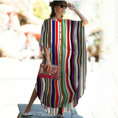 Beach Cover up Loose Button with Pocket Vacation Robe Blouse