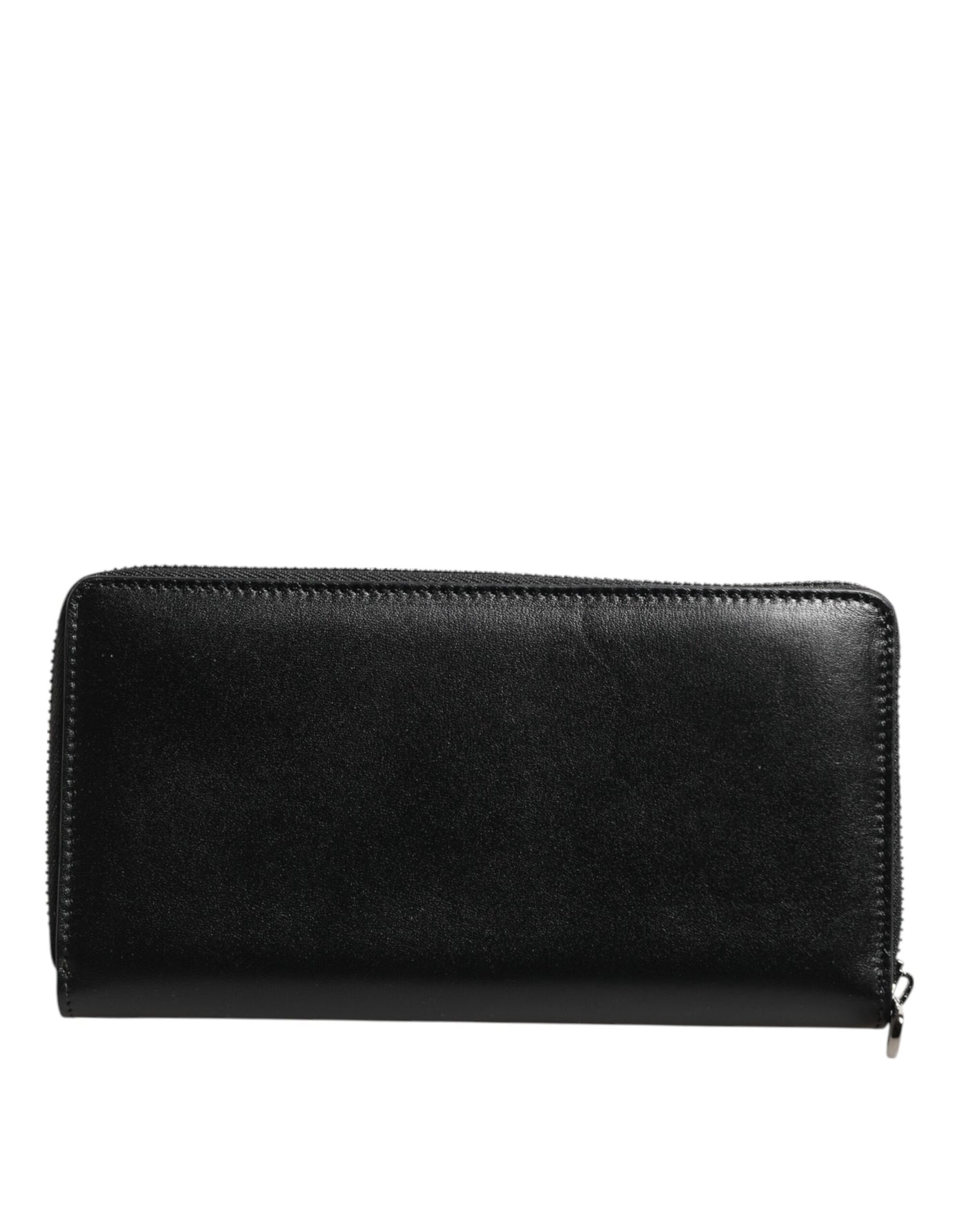 Dolce & Gabbana Black Leather DG Plaque Zip Around Continental Wallet