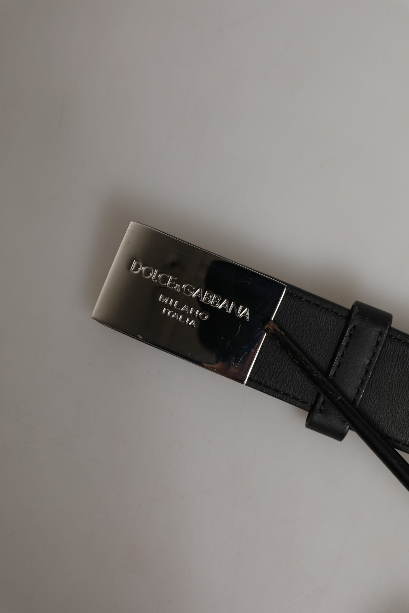 Dolce & Gabbana Black Leather Classic Metal Logo Buckle Belt