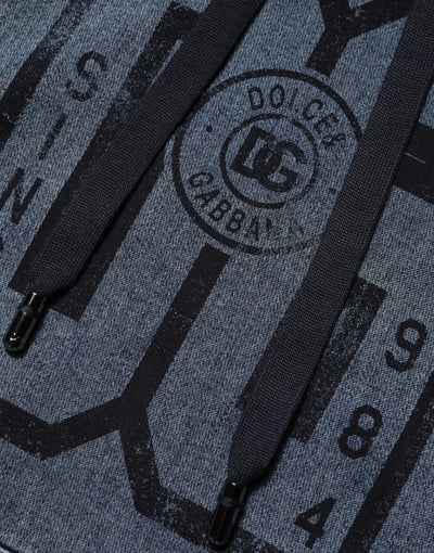 Dolce & Gabbana Blue Cotton Blend Hooded Sweatshirt Sweater