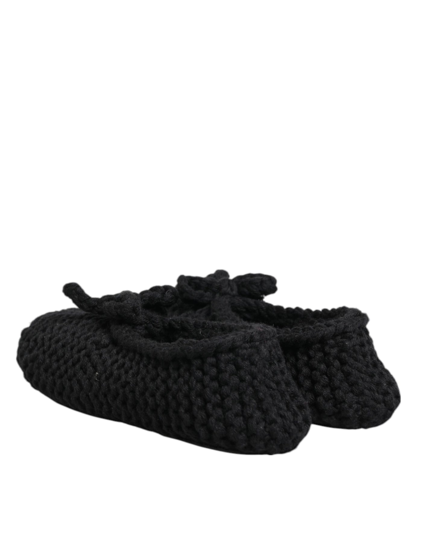 Dolce & Gabbana Black Wool Knit Slip On Ballerina Flats Shoes