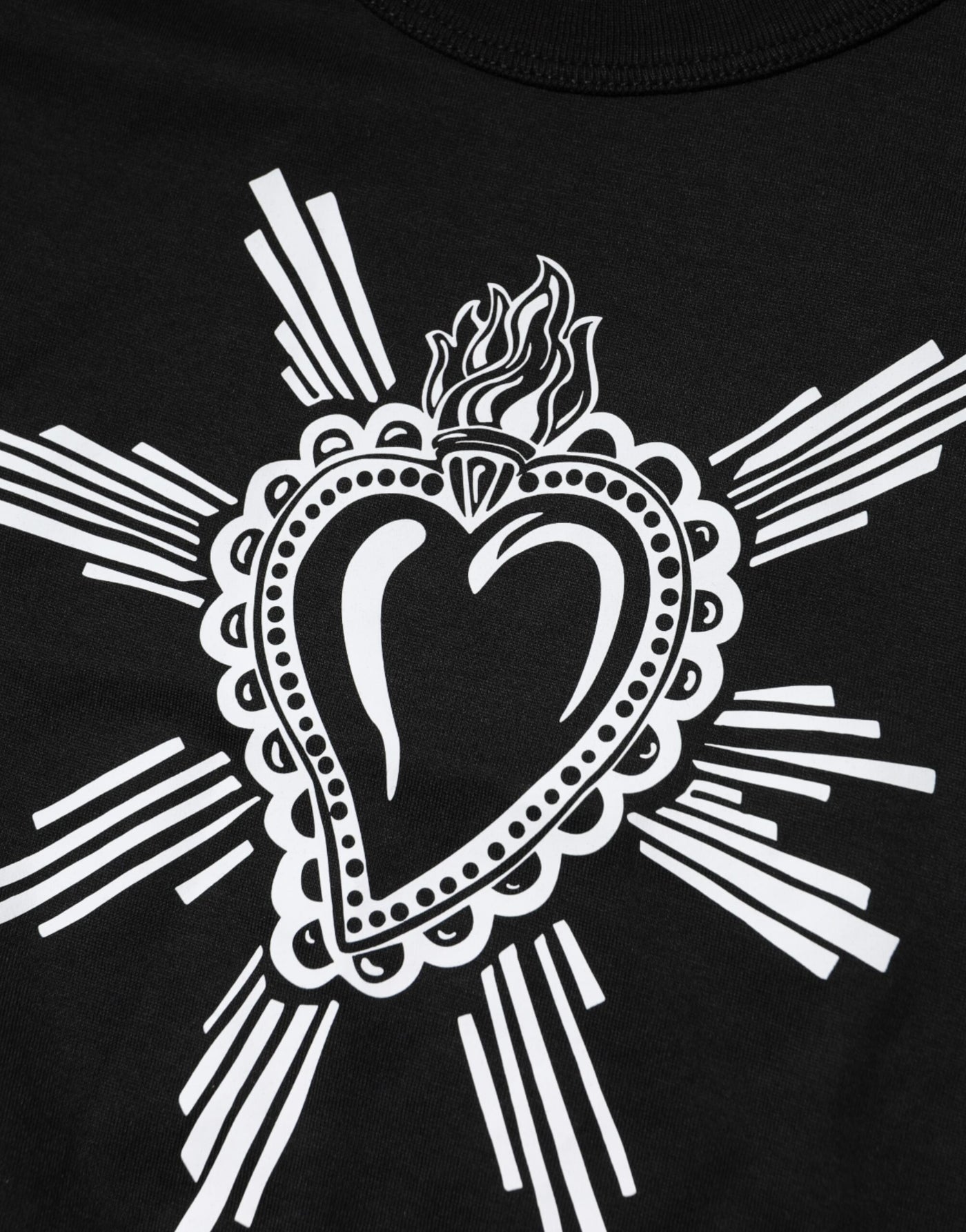 Dolce & Gabbana Black Sacred Heart Cotton Crew Neck T-shirt